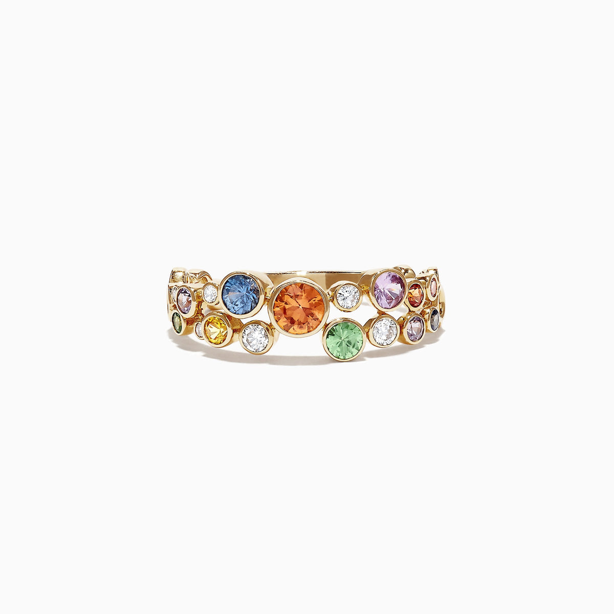 Multi-Sapphire and Diamond Ring in 14K Yellow Gold, 1.03 ctw