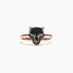 Black Diamond & Emerald Mini Ring in 14K Rose Gold, 0.46 ctw
