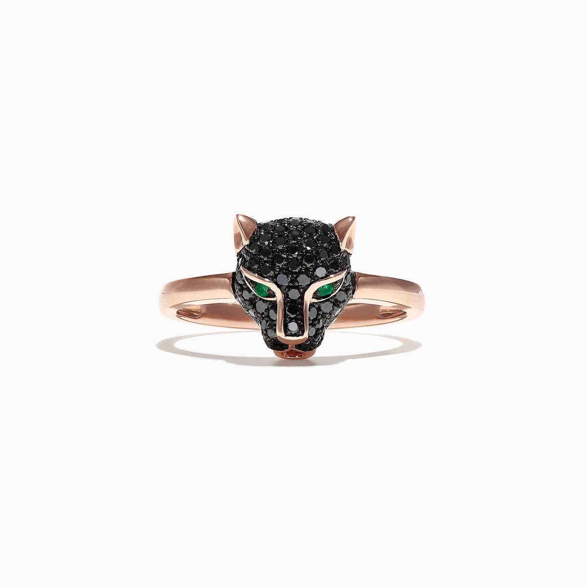 Black Diamond & Emerald Mini Ring in 14K Rose Gold, 0.46 ctw