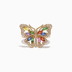 Multi Sapphire Diamond Butterfly Ring in 14K Gold, 2.62 ctw