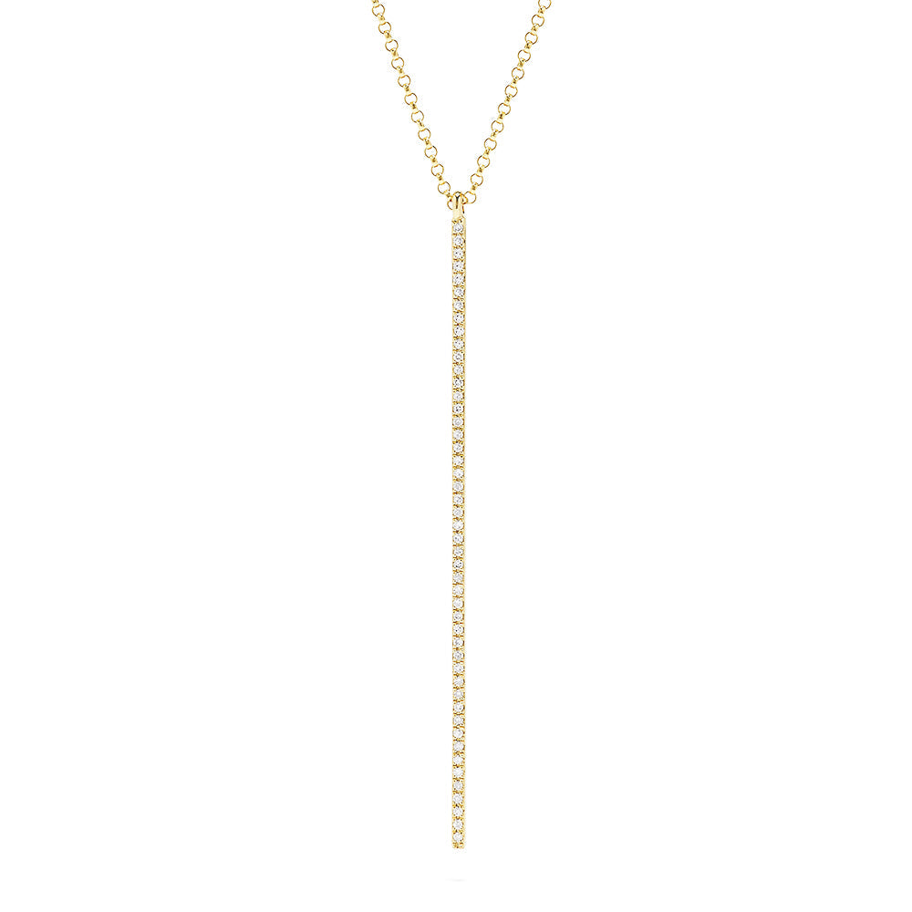 Diamond Vertical Pendant in 14K Yellow Gold, 0.14 ctw