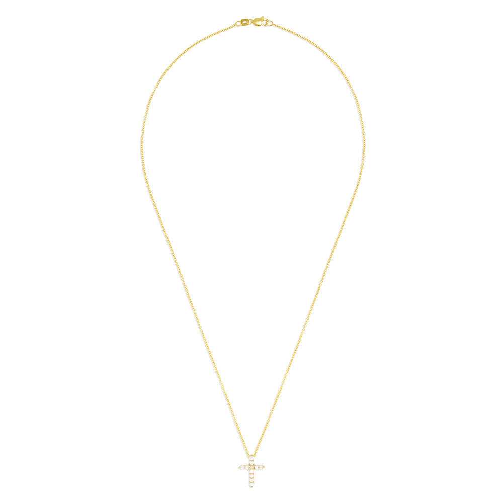 Diamond Cross Pendant in 14K Yellow Gold, 0.22 ctw view 2