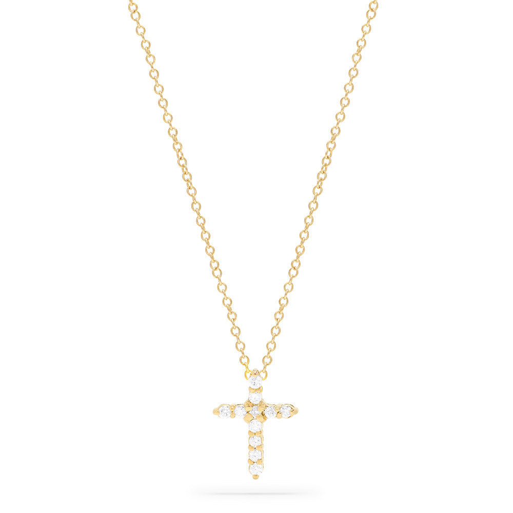 Diamond Cross Pendant in 14K Yellow Gold, 0.22 ctw