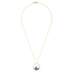 Blue & White Diamond Wave Pendant in 14K Yellow Gold, 0.53 ctw view 2