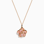 Pink Opal and Diamond Flower Pendant in 14K Rose Gold