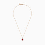 Fire Opal and Diamond Heart Halo Pendant in 14K Rose Gold view 3