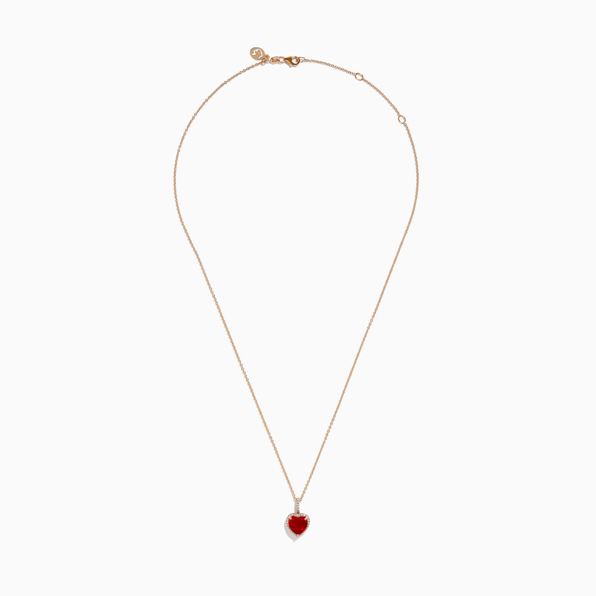 Fire Opal and Diamond Heart Halo Pendant in 14K Rose Gold view 3