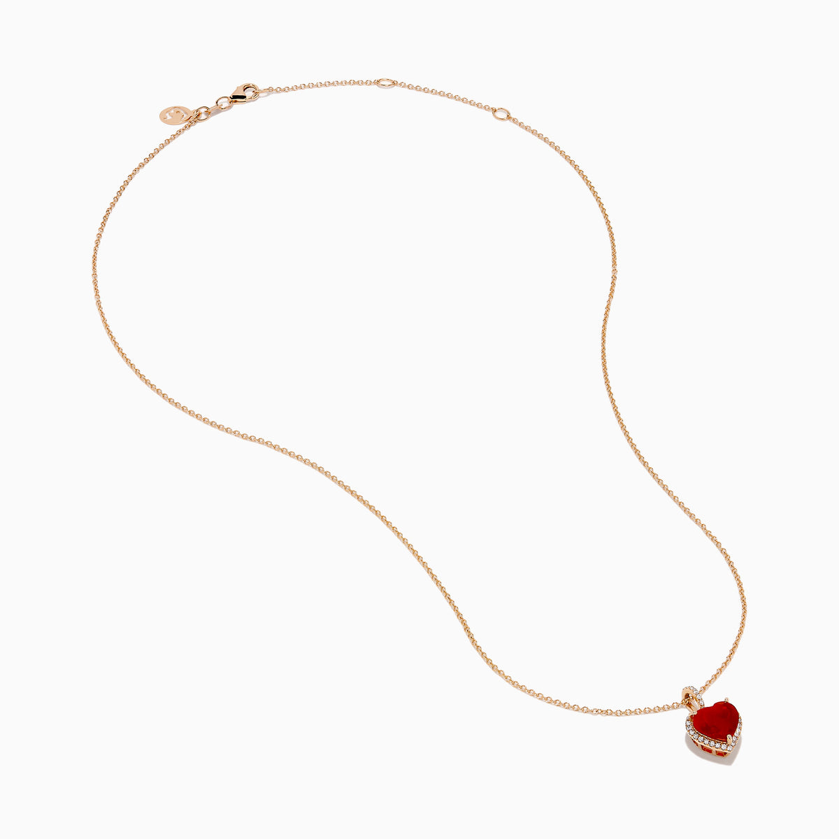 Fire Opal and Diamond Heart Halo Pendant in 14K Rose Gold view 2