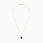 Onyx and Diamond Cushion-Cut Solitaire Pendant in 14K Yellow Gold view 3