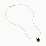 Onyx and Diamond Cushion-Cut Solitaire Pendant in 14K Yellow Gold view 2