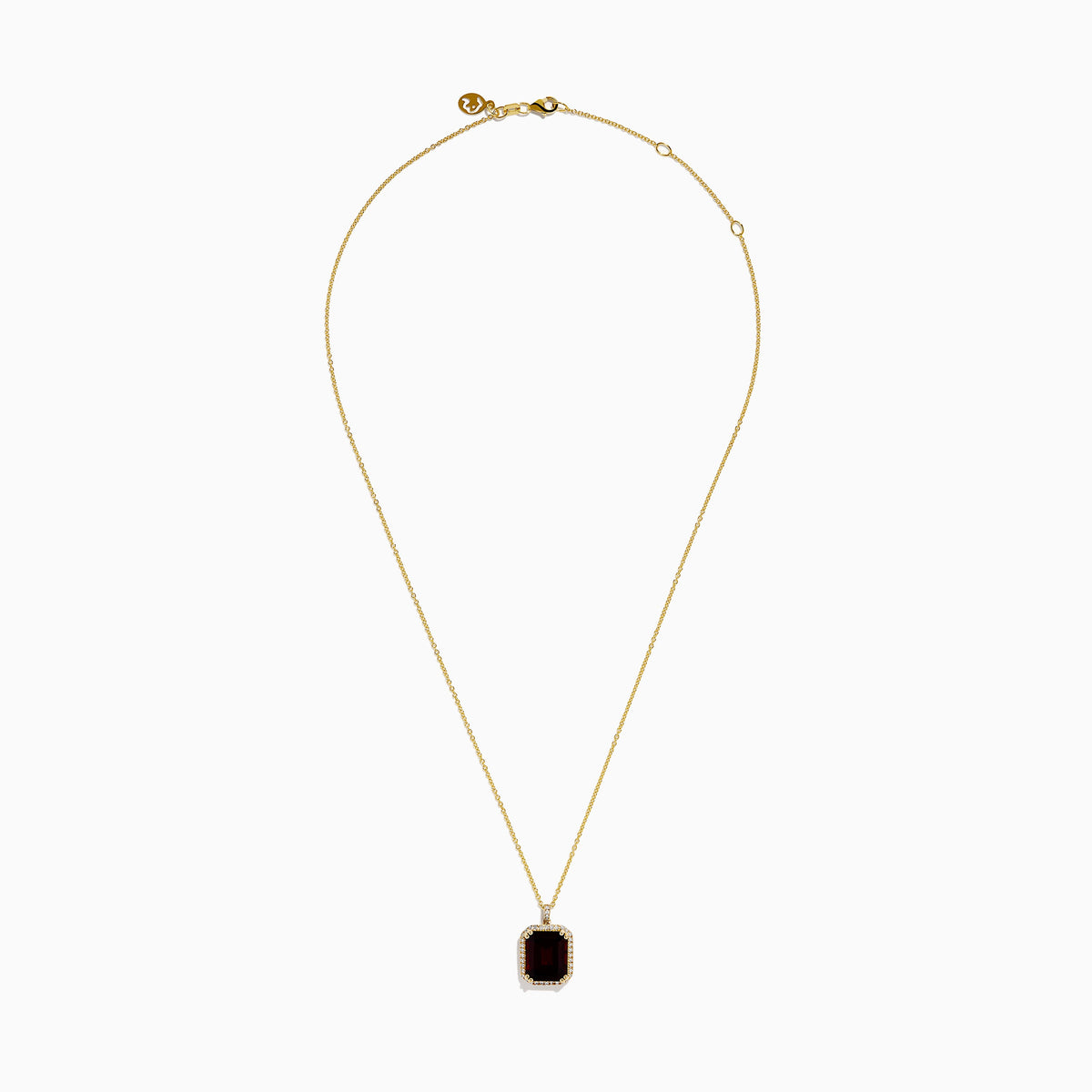 Garnet and Diamond Halo Pendant in 14K Yellow Gold view 3