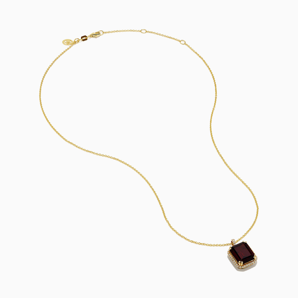 Garnet and Diamond Halo Pendant in 14K Yellow Gold view 2