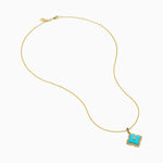 Turquoise and Diamond Quatrefoil Halo Pendant in 14K Yellow Gold view 2