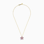Amethyst and Diamond Flower Pendant in 14K Yellow Gold view 3