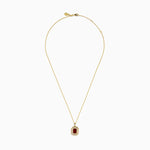 Fire Opal and Diamond Emerald-Cut Halo Pendant in 14K Yellow Gold view 3