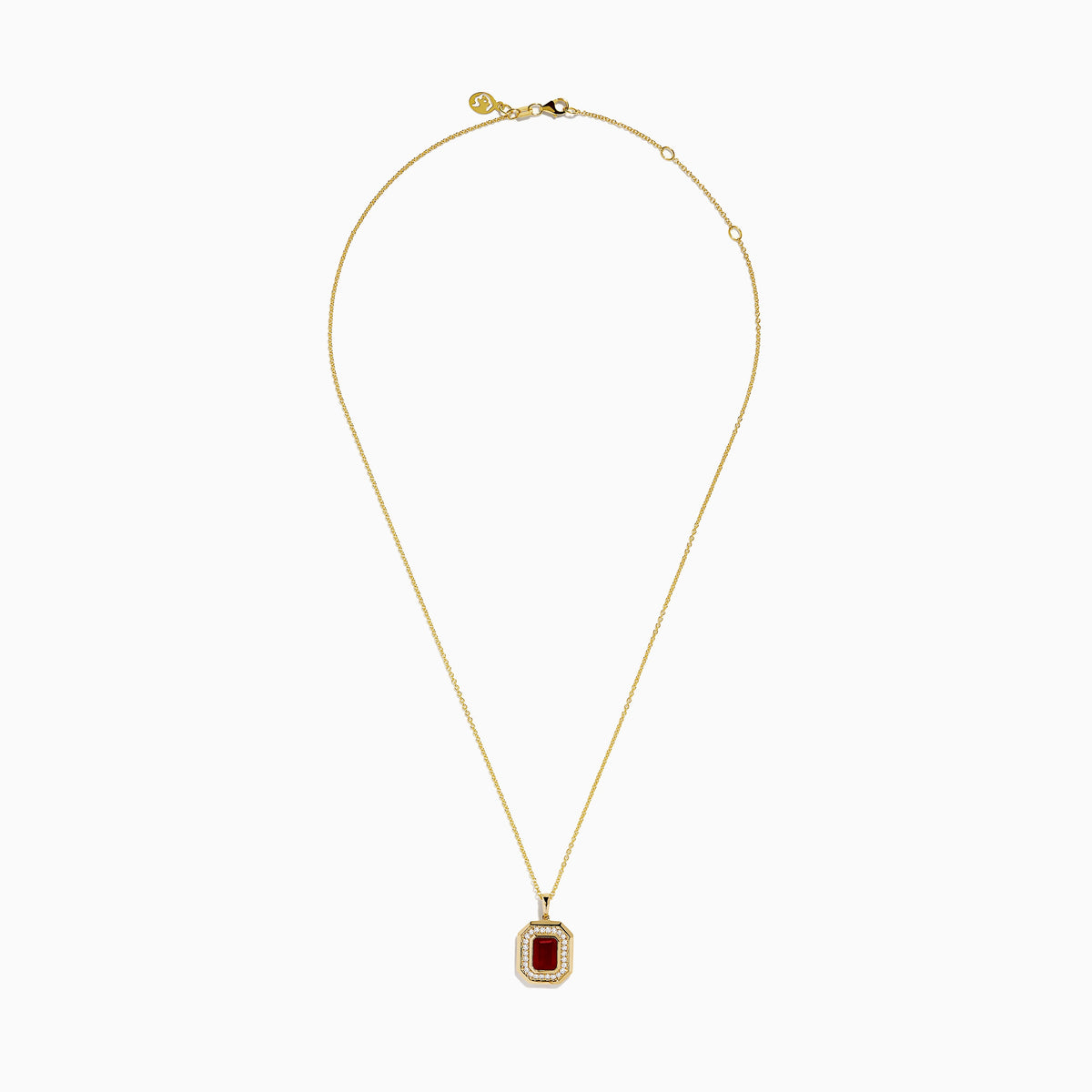 Fire Opal and Diamond Emerald-Cut Halo Pendant in 14K Yellow Gold view 3