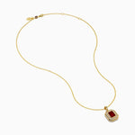 Fire Opal and Diamond Emerald-Cut Halo Pendant in 14K Yellow Gold view 2