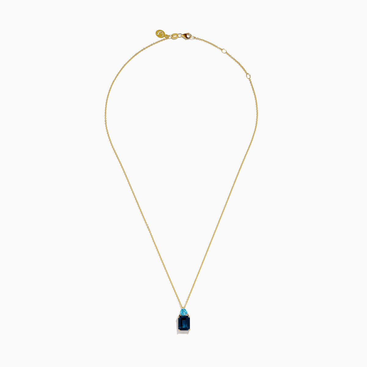 London and Blue Topaz Two-Stone Pendant in 14K Yellow Gold view 3