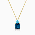 London and Blue Topaz Two-Stone Pendant in 14K Yellow Gold