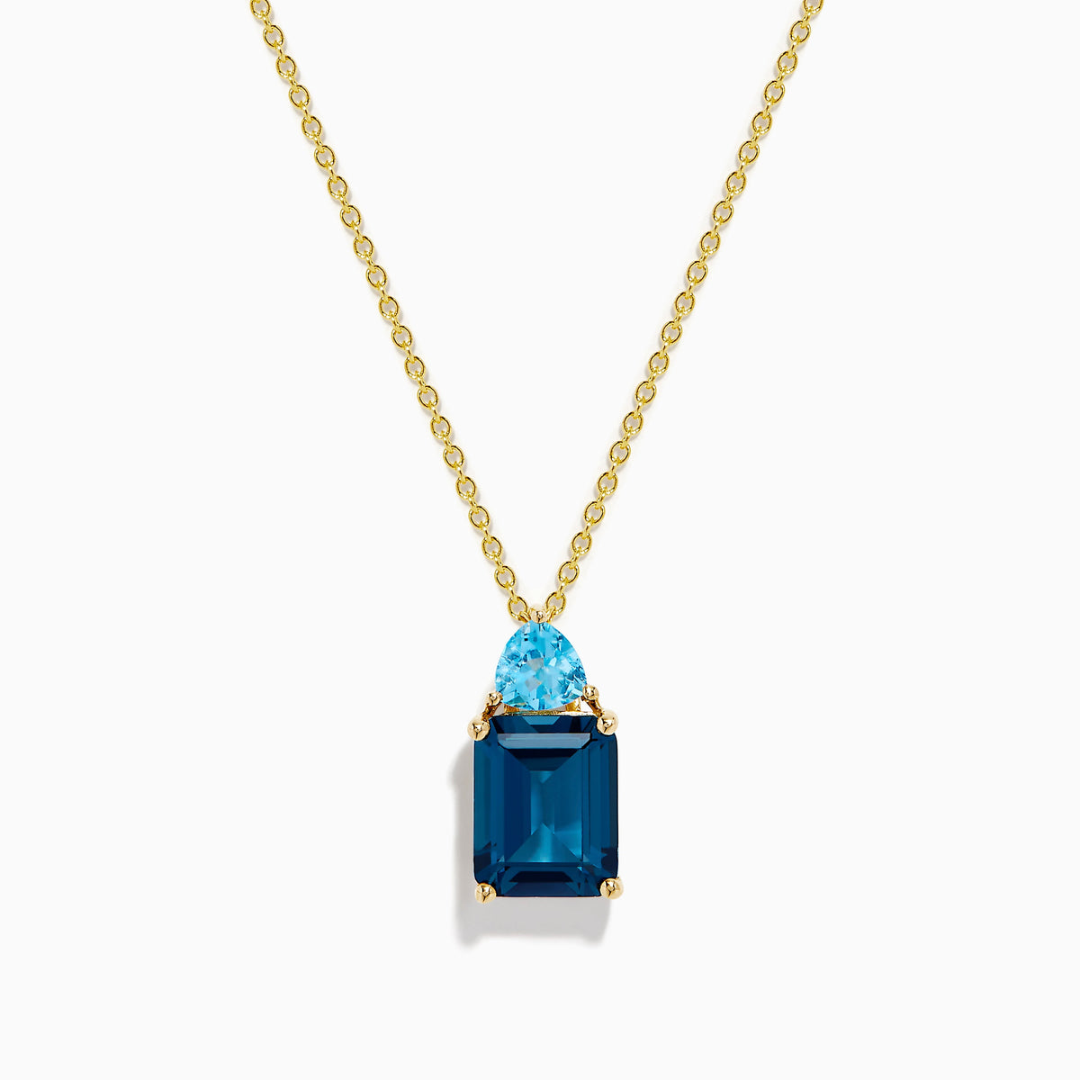 London and Blue Topaz Two-Stone Pendant in 14K Yellow Gold