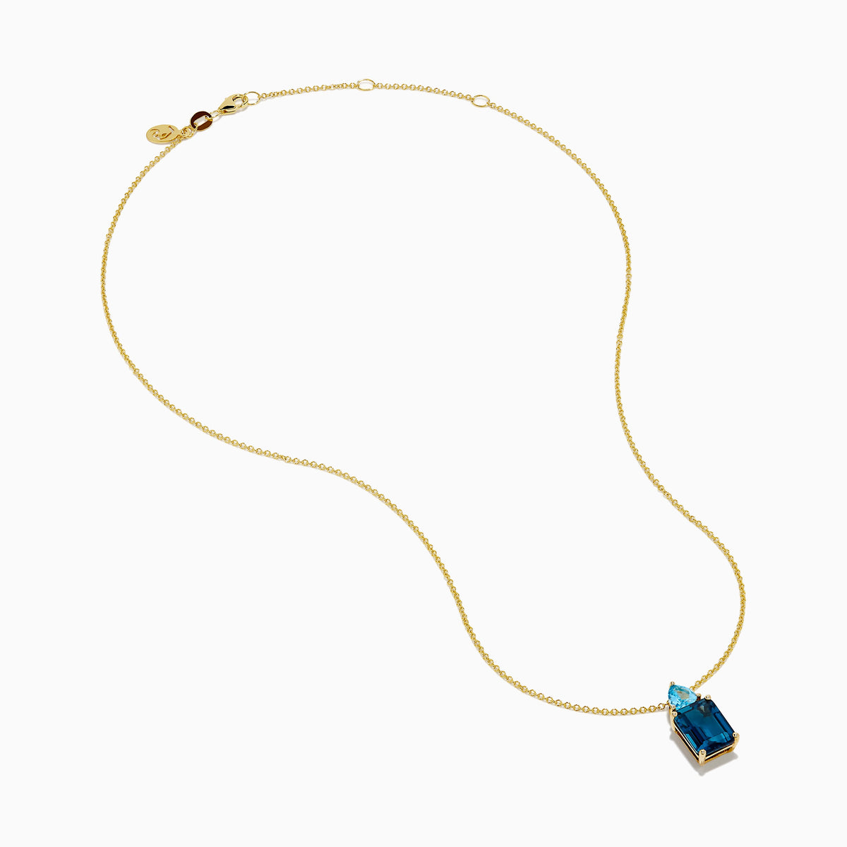 London and Blue Topaz Two-Stone Pendant in 14K Yellow Gold view 2