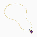 Amethyst, Tanzanite and Diamond Drop Pendant in 14K Yellow Gold view 2
