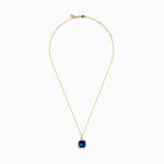 Blue Topaz and Diamond Bezel-Set Pendant in 14K Yellow Gold view 3