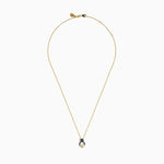 Opal, Blue Sapphire and Black Diamond Penguin Pendant in 14K Yellow Gold view 3