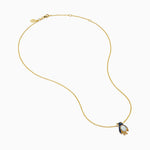 Opal, Blue Sapphire and Black Diamond Penguin Pendant in 14K Yellow Gold view 2