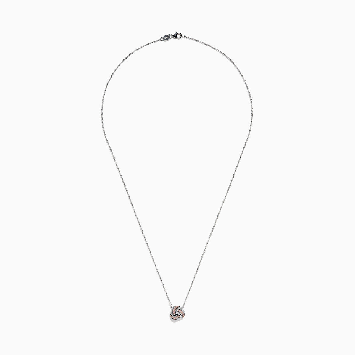 Pink Diamond Love Knot Pendant in 14K White Gold view 3
