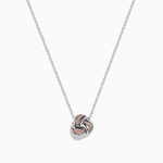 Pink Diamond Love Knot Pendant in 14K White Gold
