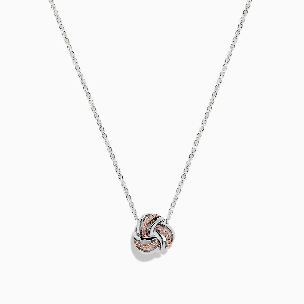 Pink Diamond Love Knot Pendant in 14K White Gold