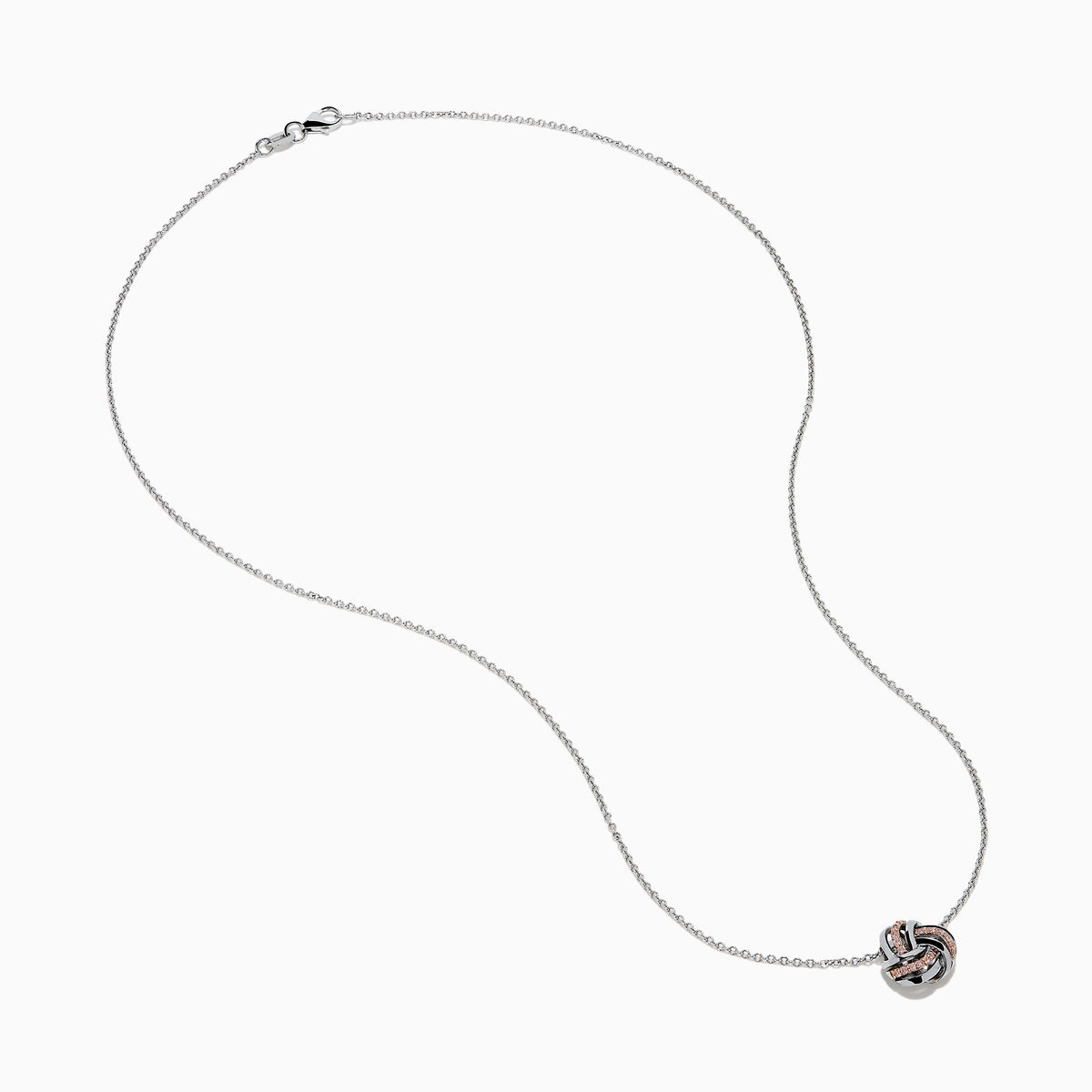 Pink Diamond Love Knot Pendant in 14K White Gold view 2