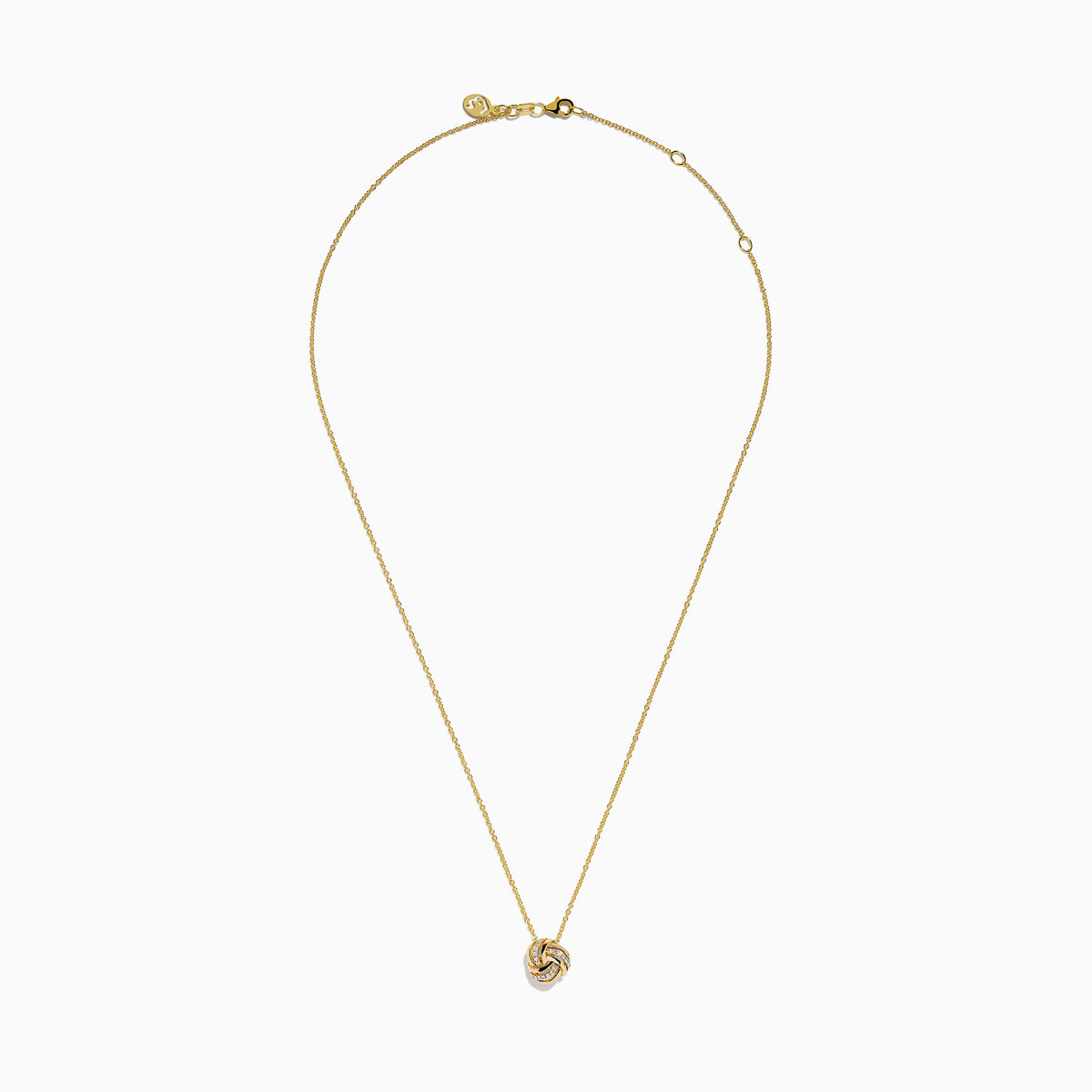 Diamond Love Knot Pendant in 14K Yellow Gold view 3