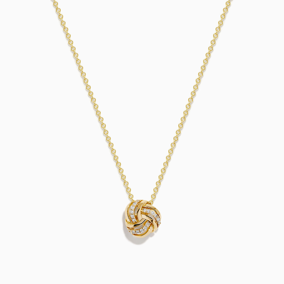 Diamond Love Knot Pendant in 14K Yellow Gold