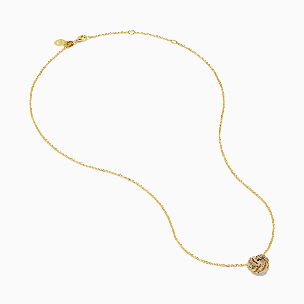 Diamond Love Knot Pendant in 14K Yellow Gold view 2