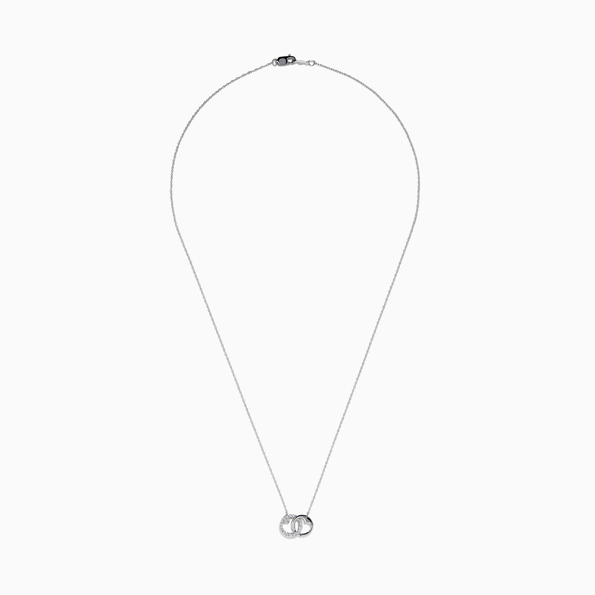 Diamond Accented Interlocking Hearts Necklace in 14K White Gold view 3