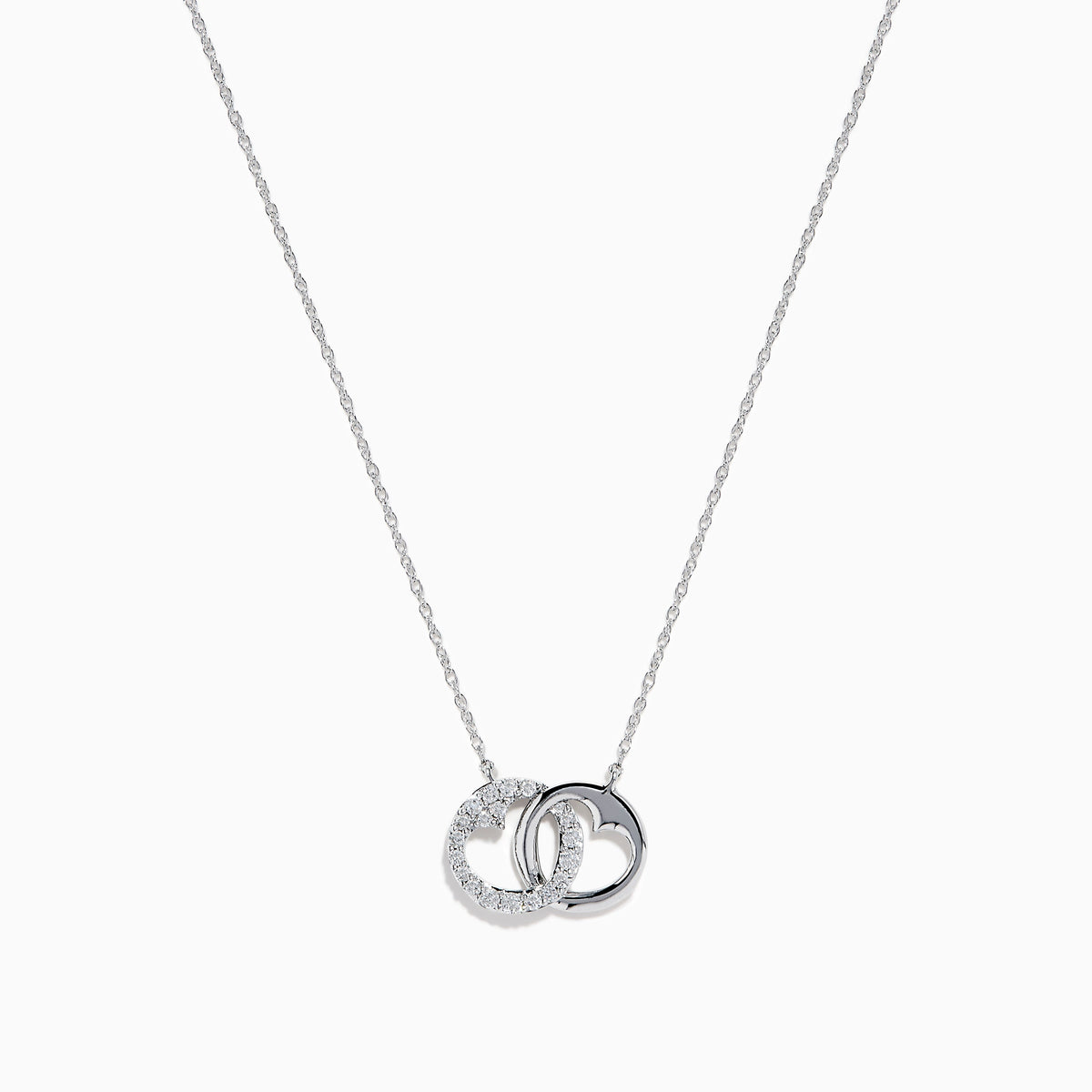 Diamond Accented Interlocking Hearts Necklace in 14K White Gold