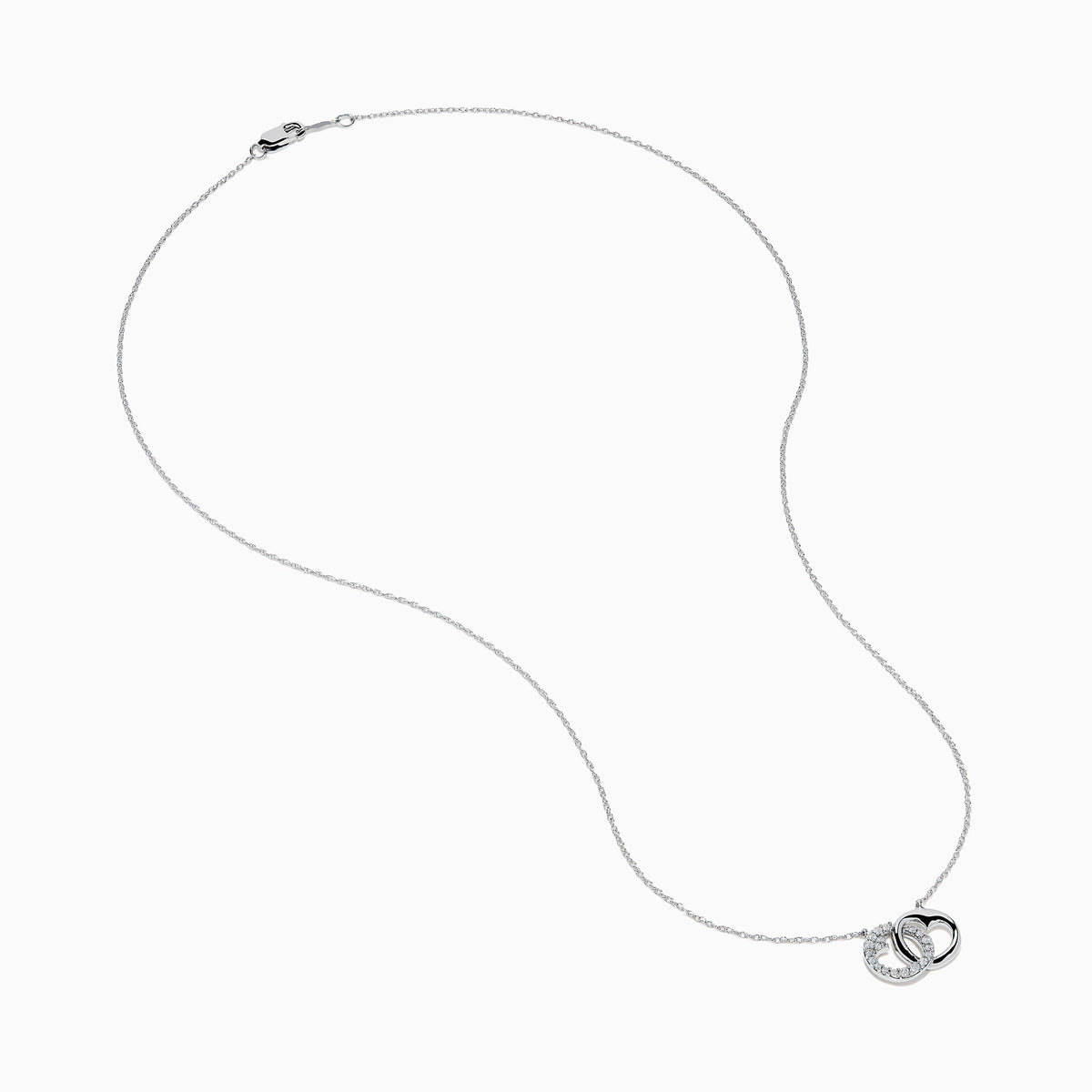 Diamond Accented Interlocking Hearts Necklace in 14K White Gold view 2