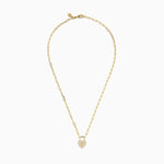 Diamond Heart Lock Pendant in 14K Yellow Gold view 3