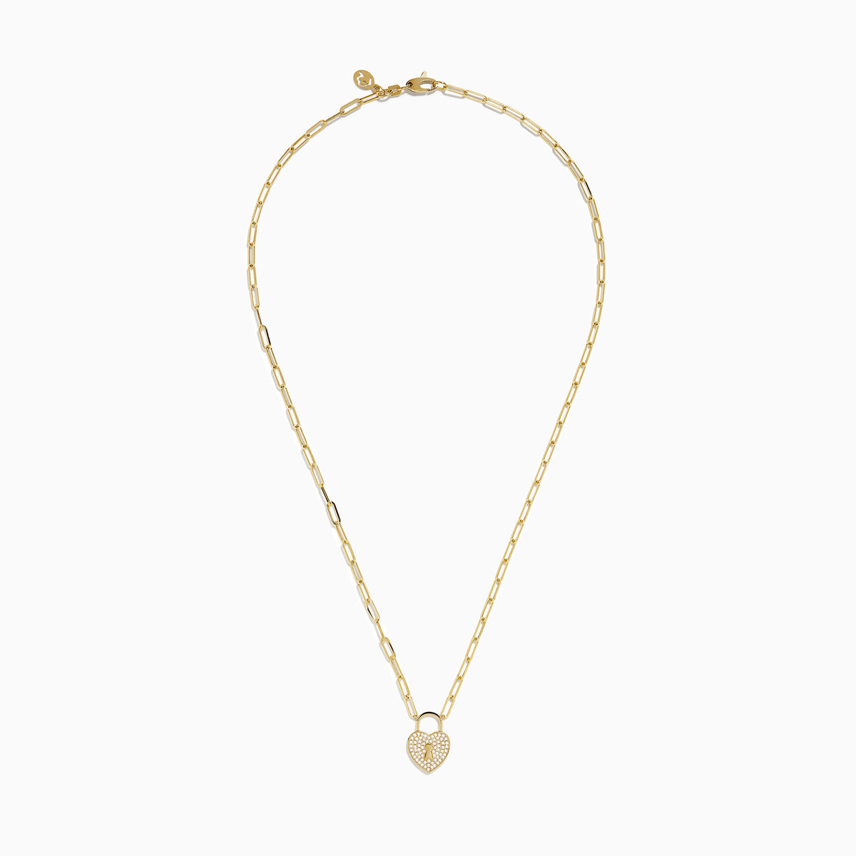 Diamond Heart Lock Pendant in 14K Yellow Gold view 3