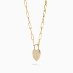 Diamond Heart Lock Pendant in 14K Yellow Gold view 4