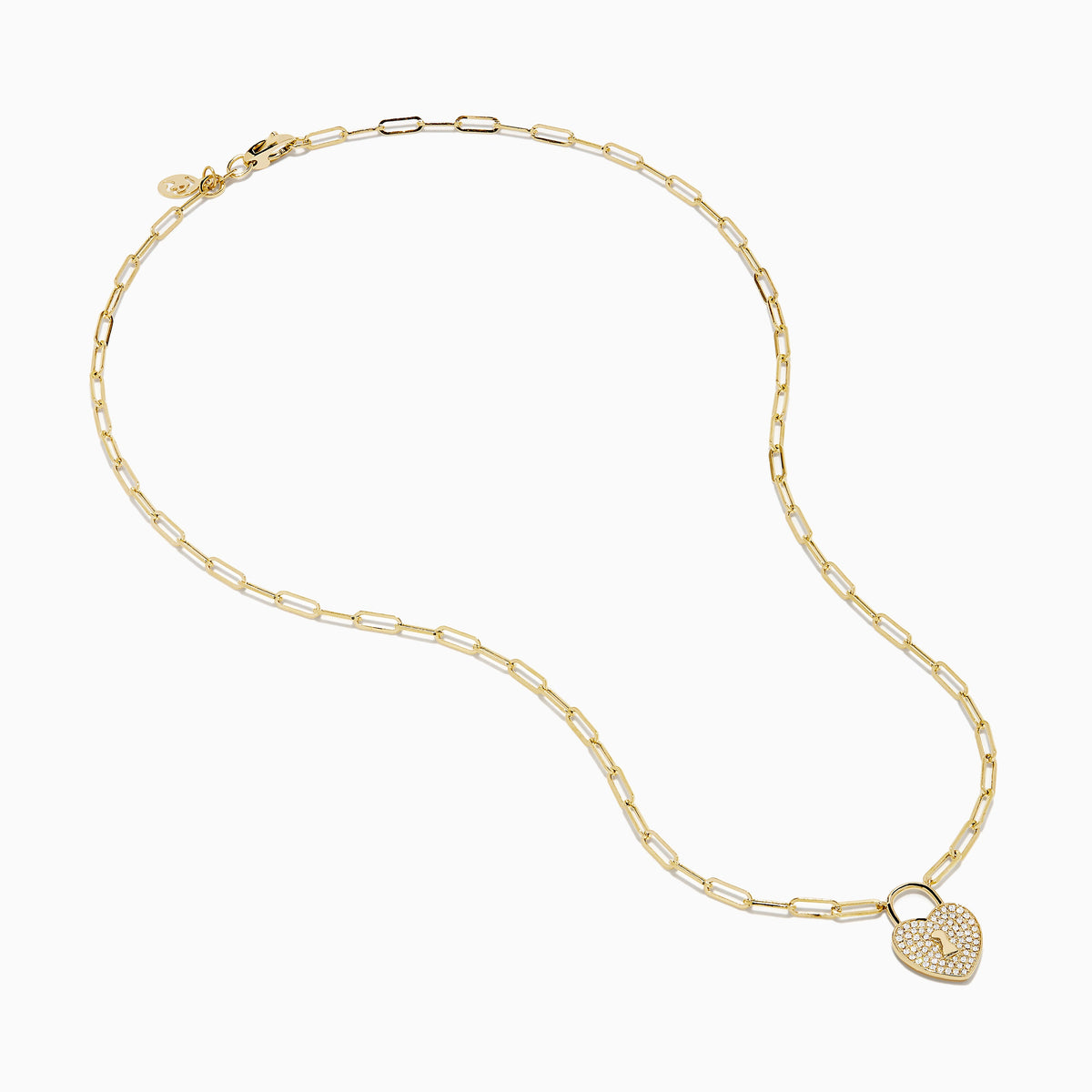 Diamond Heart Lock Pendant in 14K Yellow Gold view 2