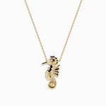Diamond Seahorse Pendant in 14K Yellow Gold