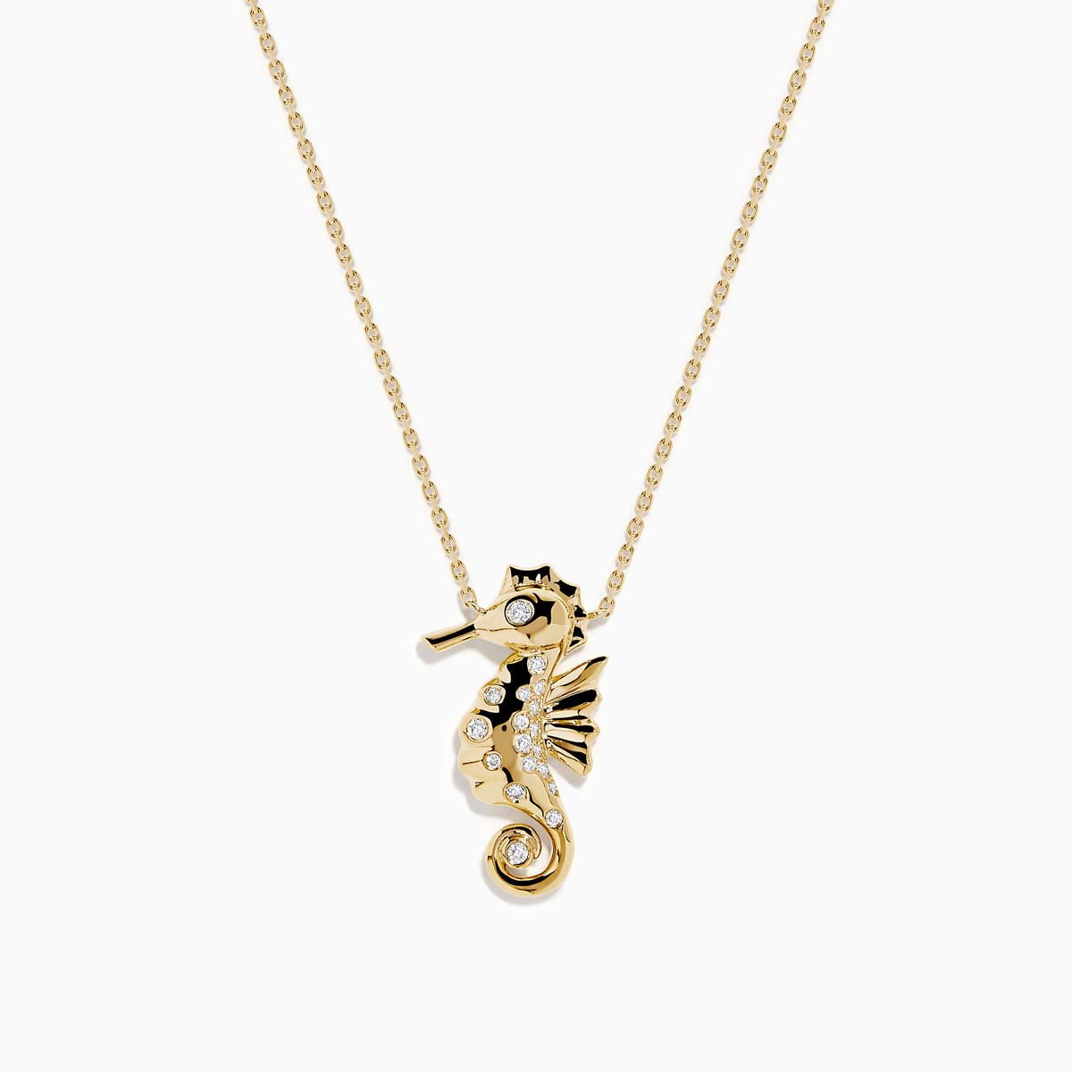 Diamond Seahorse Pendant in 14K Yellow Gold
