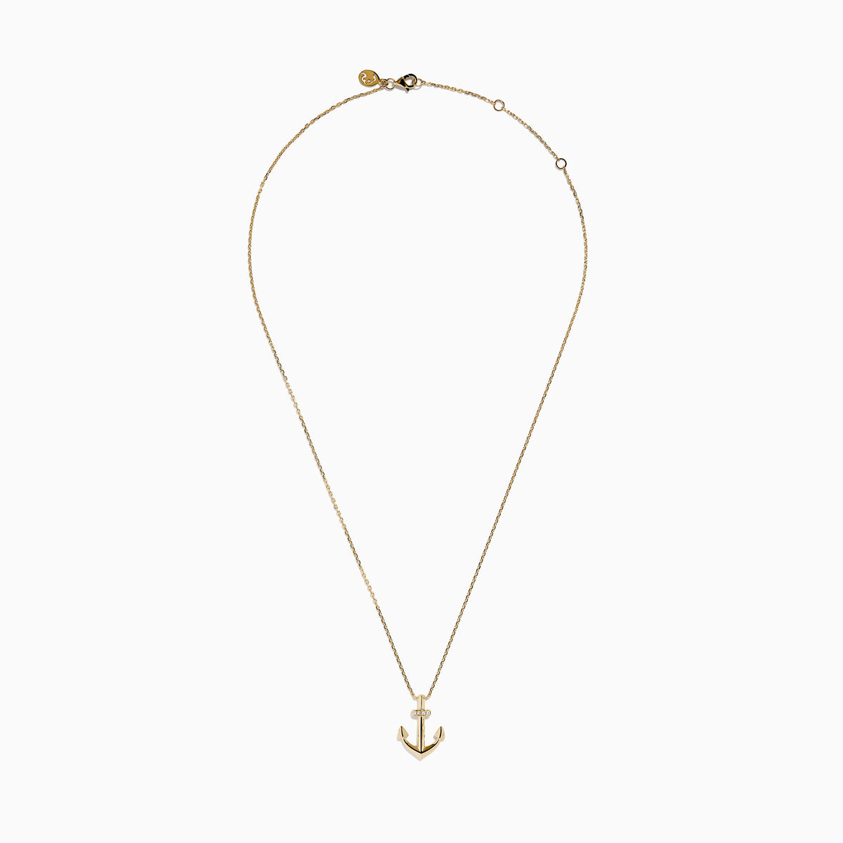 Diamond Anchor Pendant in 14K Yellow Gold view 3