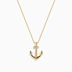Diamond Anchor Pendant in 14K Yellow Gold