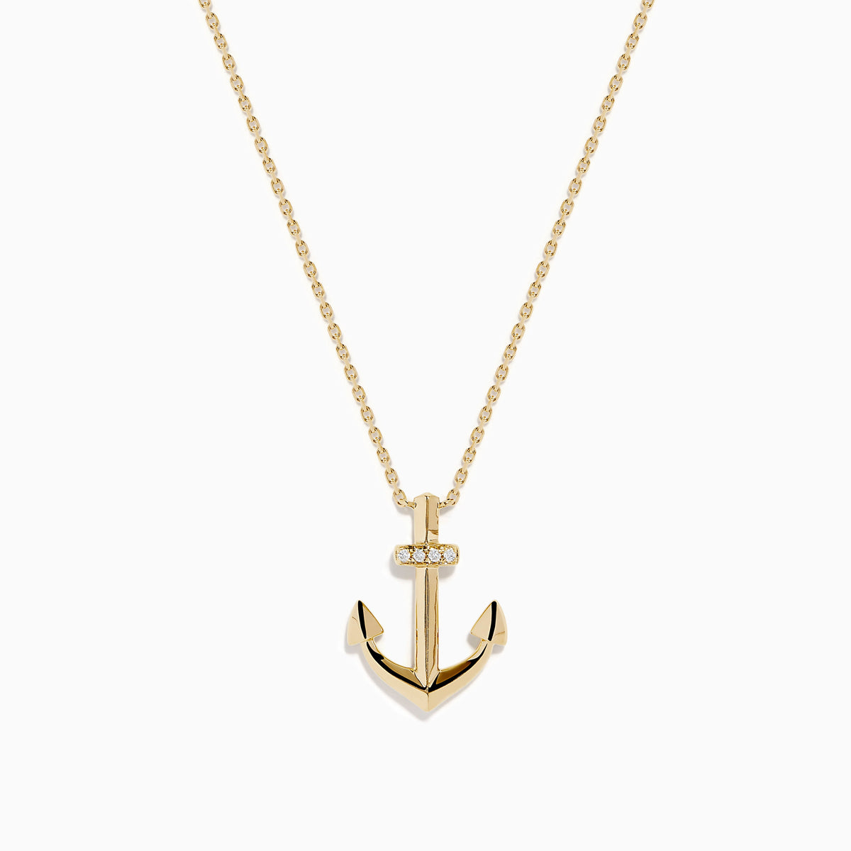 Diamond Anchor Pendant in 14K Yellow Gold