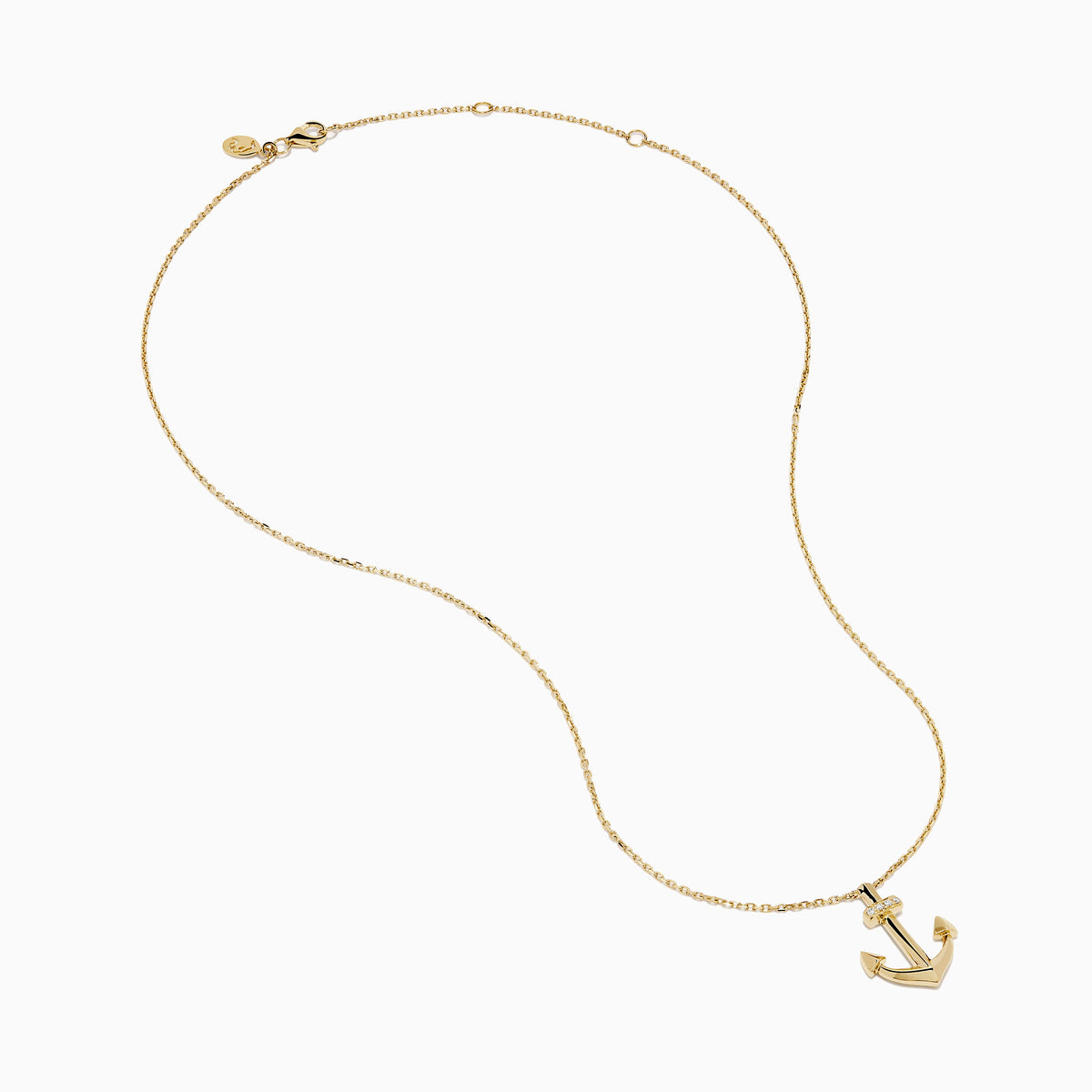 Diamond Anchor Pendant in 14K Yellow Gold view 2
