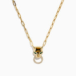 Diamond and Emerald Panther Necklace in 14K Yellow Gold